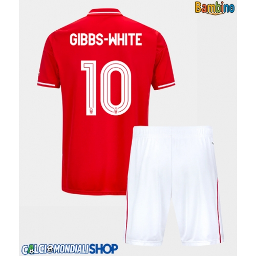 Maglie da calcio Nottingham Forest Morgan Gibbs-White #10 Prima Maglia Bambino 2025-26 Manica Corta + Pantaloni corti)